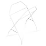 Cadita de baie pliabila, Qmini, Foldy Pro, Cu suport metalic si pernuta de baie, Cu termometru electronic, Cu dop si furtun pentru scurgere, Antiderapanta, 80×49 cm, Alb/Gri