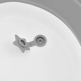Cadita de baie pliabila, Qmini, Foldy Pro, Cu suport metalic si pernuta de baie, Cu termometru electronic, Cu dop si furtun pentru scurgere, Antiderapanta, 80×49 cm, Alb/Gri