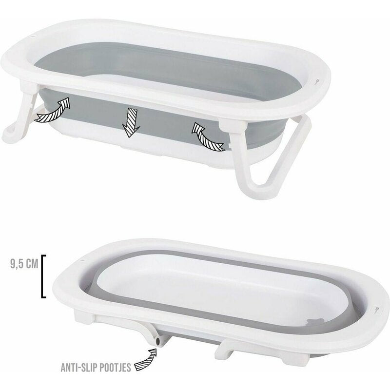 Cadita pliabila, FreeON, Cu dop cu indicator de temperatura, Conform cu standardul european de securitate EN 17072:2018, 78x49x21 cm, Grey - gogobaby.ro
