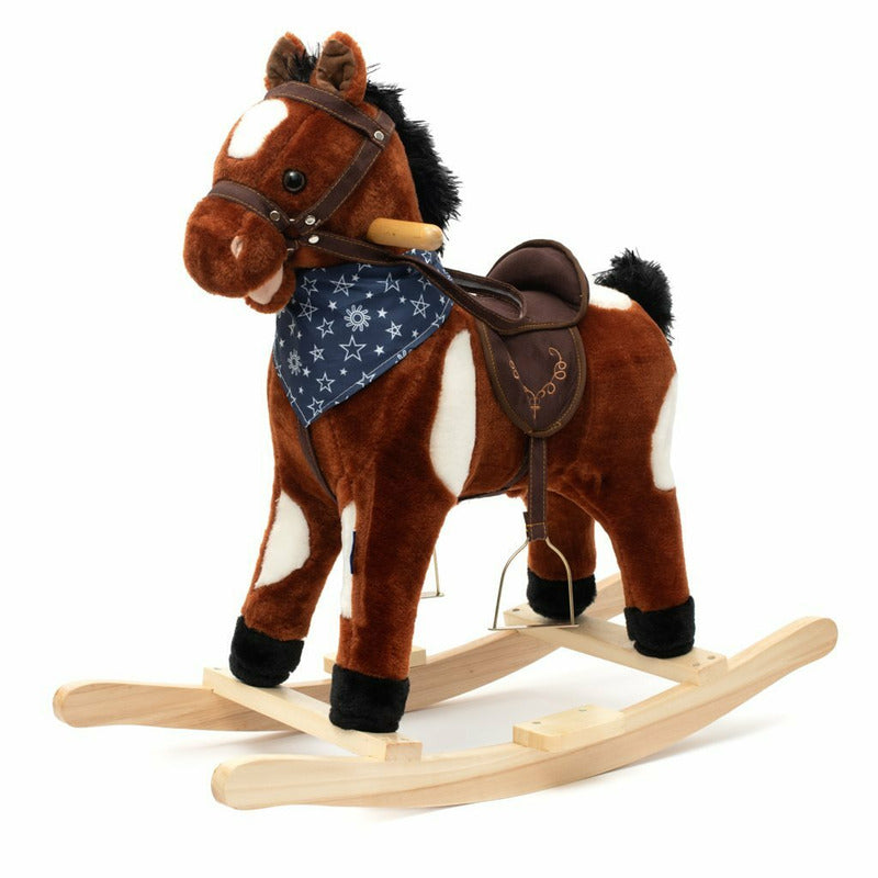 Calut balansoar din plus, Baby Mix, Arthur, Cu efecte de miscare a gurii, Cu melodie de cowboy si efect de galop, Maro Deschis - gogobaby.ro