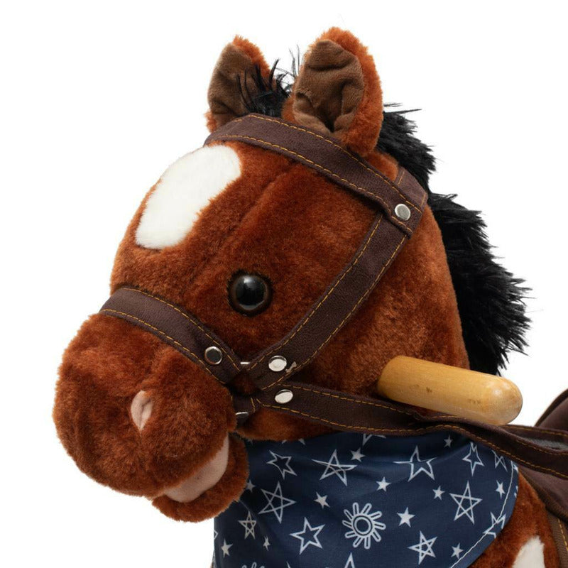 Calut balansoar din plus, Baby Mix, Arthur, Cu efecte de miscare a gurii, Cu melodie de cowboy si efect de galop, Maro Deschis - gogobaby.ro