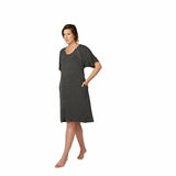 Camasa noapte maternitate si alaptare, Frida Mom, Marime universala XS-XL, Vascosa, Deschidere frontala pentru alaptare, Deschidere spate pentru nastere, Gri