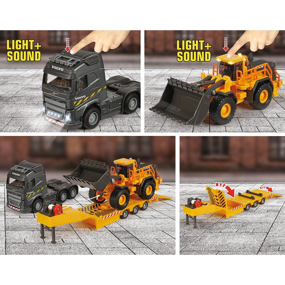 Camion Majorette Volvo cu remorca si buldozer - gogobaby.ro