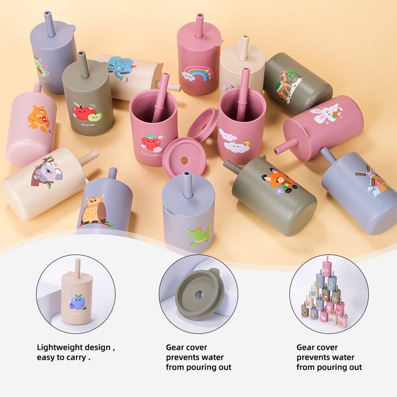 Cana din silicon, Bocioland, Cu pai, 150 ml, Fara BPA, 6 luni+, Rocket