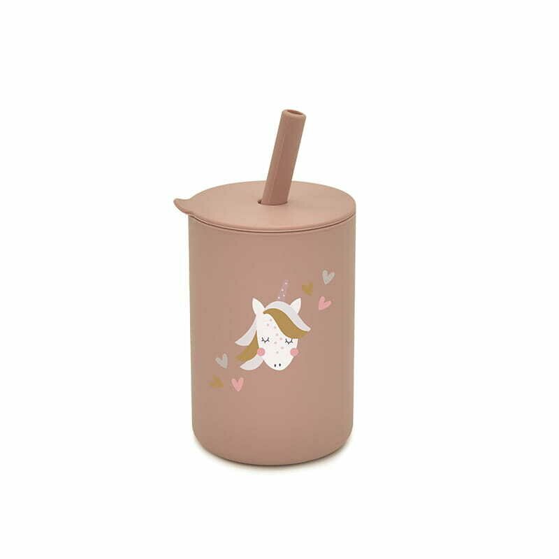 Cana din silicon, Bocioland, Cu pai, 150 ml, Fara BPA, 6 luni+, Unicorn