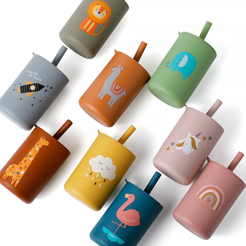 Cana din silicon, Bocioland, Cu pai, 150 ml, Fara BPA, 6 luni+, Unicorn