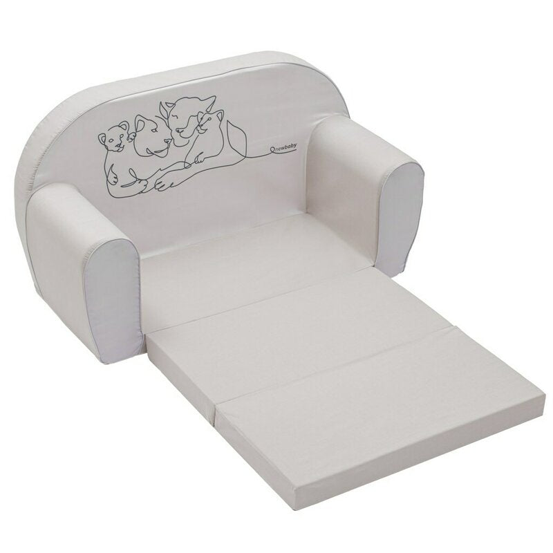 Canapea extensibila, New Baby, Din spuma, Husa din bumbac certificat Oeko-Tex Standard 100, 42x78x35 cm, 9 luni-5 ani, Lion - gogobaby.ro