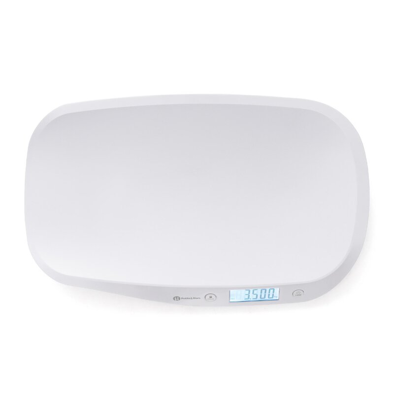 Cantar electronic, Petite&Mars, Pentru bebelusi, Pana la 20 kg, Forma ergonomica, Inregistreaza greutatea si in timpul miscarii, Alb