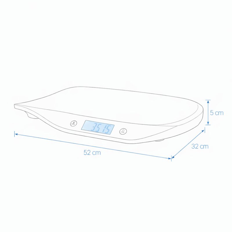 Cantar electronic, Petite&Mars, Pentru bebelusi, Pana la 20 kg, Forma ergonomica, Inregistreaza greutatea si in timpul miscarii, Alb