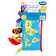 Carticica din plus, Playgro, In forma de carte, Include clema de atasare la carucior, Cu inel pentru dentitie, Cu texturi si culori, 3 luni+, Tails of the World Sensory Book