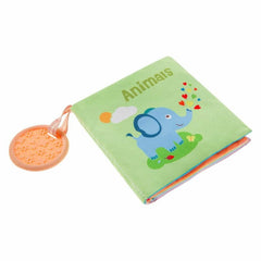 Carticica senzoriala, Bocioland, Cu 10 pagini in culori contrastante, Fosneste cand este atinsa, Din material moale, 0 luni+, Animals