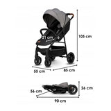 Carucior sport, Lionelo, Zoey, De la nastere, Cu accesorii, Cadru din aluminiu, 0- 15 kg, Conform cu standardul european de securitate EN1888-1, Gri