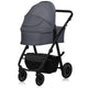 Carucior 2 in 1, Lionelo, Amber Plus, Cadru aluminiu, Cu landou intarit si salteluta moale, Reversibil, Maner ajustabil, Cu accesorii, Cu ventilatie panoramica 3D, Pana la 22 kg, EN1888-1, EN1888-2, EN1466, Gri inchis