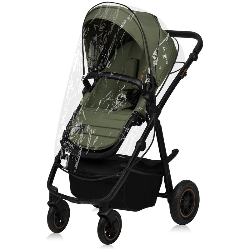 Carucior 2 in 1, Lionelo, Amber Plus, Cadru aluminiu, Cu landou intarit si salteluta moale, Reversibil, Maner ajustabil, Cu accesorii, Cu ventilatie panoramica 3D, Pana la 22 kg, EN1888-1, EN1888-2, EN1466, Verde