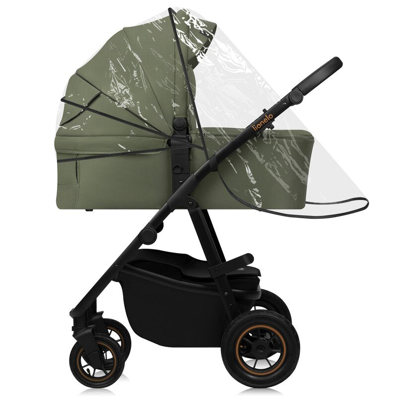 Carucior 2 in 1, Lionelo, Amber Plus, Cadru aluminiu, Cu landou intarit si salteluta moale, Reversibil, Maner ajustabil, Cu accesorii, Cu ventilatie panoramica 3D, Pana la 22 kg, EN1888-1, EN1888-2, EN1466, Verde