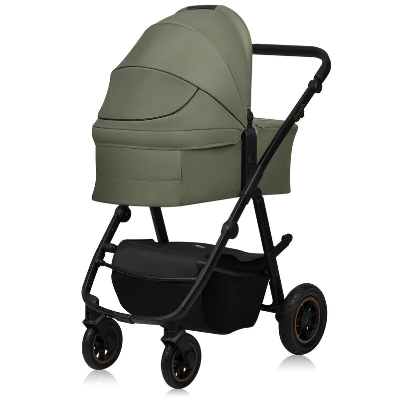 Carucior 2 in 1, Lionelo, Amber Plus, Cadru aluminiu, Cu landou intarit si salteluta moale, Reversibil, Maner ajustabil, Cu accesorii, Cu ventilatie panoramica 3D, Pana la 22 kg, EN1888-1, EN1888-2, EN1466, Verde