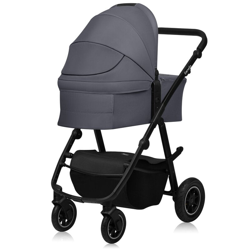 Carucior 2 in 1, Lionelo, Amber Plus, Cadru aluminiu, Cu landou intarit si salteluta moale, Reversibil, Maner ajustabil, Cu accesorii, Cu ventilatie panoramica 3D, Pana la 22 kg, EN1888-1, EN1888-2, EN1466, Gri inchis