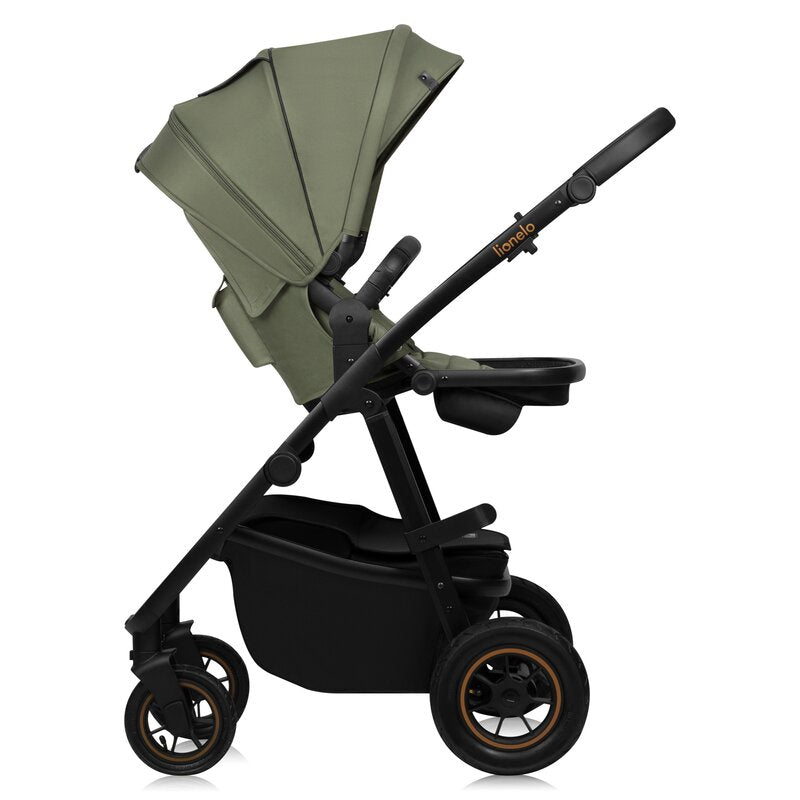 Carucior 2 in 1, Lionelo, Amber Plus, Cadru aluminiu, Cu landou intarit si salteluta moale, Reversibil, Maner ajustabil, Cu accesorii, Cu ventilatie panoramica 3D, Pana la 22 kg, EN1888-1, EN1888-2, EN1466, Verde