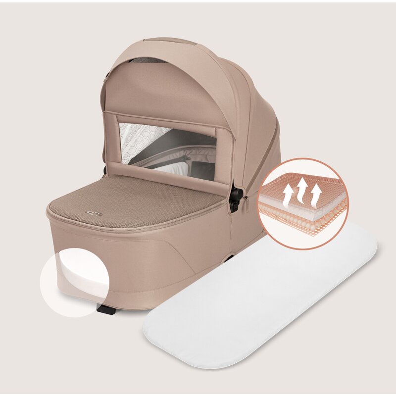 Carucior 2 in 1, Lionelo, Freya, Landou si salteluta ventilate, Pliabil, Reglare spatar-3 pozitii, Suport de picioare-4 pozitii, Maner reglabil-3 pozitii, Adaptori inclusi compatibili cu Cybex, Maxi-Cosi, Kiddy, Avionaut, Sustine 22 kg, 0luni+, Bej