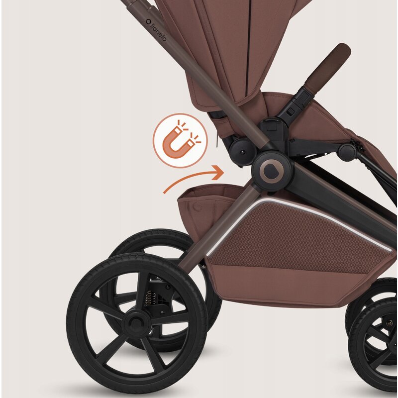Carucior 2 in 1, Lionelo, Freya, Landou si salteluta ventilate, Pliabil, Reglare spatar-3 pozitii, Suport de picioare-4 pozitii, Maner reglabil-3 pozitii, Adaptori inclusi compatibili cu Cybex, Maxi-Cosi, Kiddy, Avionaut, Sustine 22 kg, 0luni+, Maro