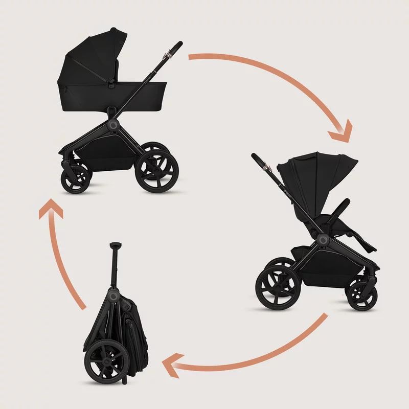 Carucior 2 in 1, Lionelo, Freya, Landou si salteluta ventilate, Pliabil, Reglare spatar-3 pozitii, Suport de picioare-4 pozitii, Maner reglabil-3 pozitii, Adaptori inclusi compatibili cu Cybex, Maxi-Cosi, Kiddy, Avionaut, Sustine 22 kg, 0luni+, Negru