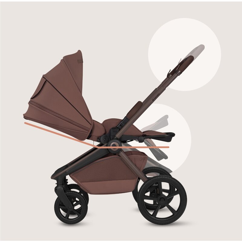 Carucior 2 in 1, Lionelo, Freya, Landou si salteluta ventilate, Pliabil, Reglare spatar-3 pozitii, Suport de picioare-4 pozitii, Maner reglabil-3 pozitii, Adaptori inclusi compatibili cu Cybex, Maxi-Cosi, Kiddy, Avionaut, Sustine 22 kg, 0luni+, Maro
