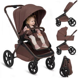 Carucior 2 in 1, Lionelo, Freya, Landou si salteluta ventilate, Pliabil, Reglare spatar-3 pozitii, Suport de picioare-4 pozitii, Maner reglabil-3 pozitii, Adaptori inclusi compatibili cu Cybex, Maxi-Cosi, Kiddy, Avionaut, Sustine 22 kg, 0luni+, Maro