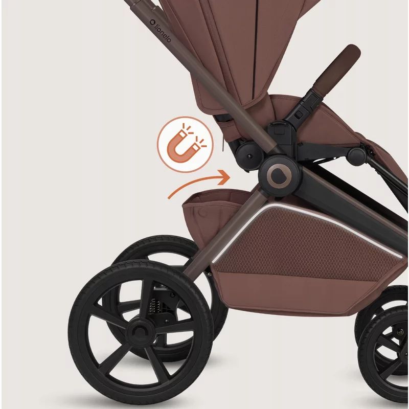 Carucior 2 in 1, Lionelo, Freya, Landou si salteluta ventilate, Pliabil, Reglare spatar-3 pozitii, Suport de picioare-4 pozitii, Maner reglabil-3 pozitii, Adaptori inclusi compatibili cu Cybex, Maxi-Cosi, Kiddy, Avionaut, Sustine 22 kg, 0luni+, Maro