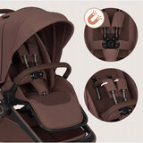Carucior 2 in 1, Lionelo, Freya, Landou si salteluta ventilate, Pliabil, Reglare spatar-3 pozitii, Suport de picioare-4 pozitii, Maner reglabil-3 pozitii, Adaptori inclusi compatibili cu Cybex, Maxi-Cosi, Kiddy, Avionaut, Sustine 22 kg, 0luni+, Maro