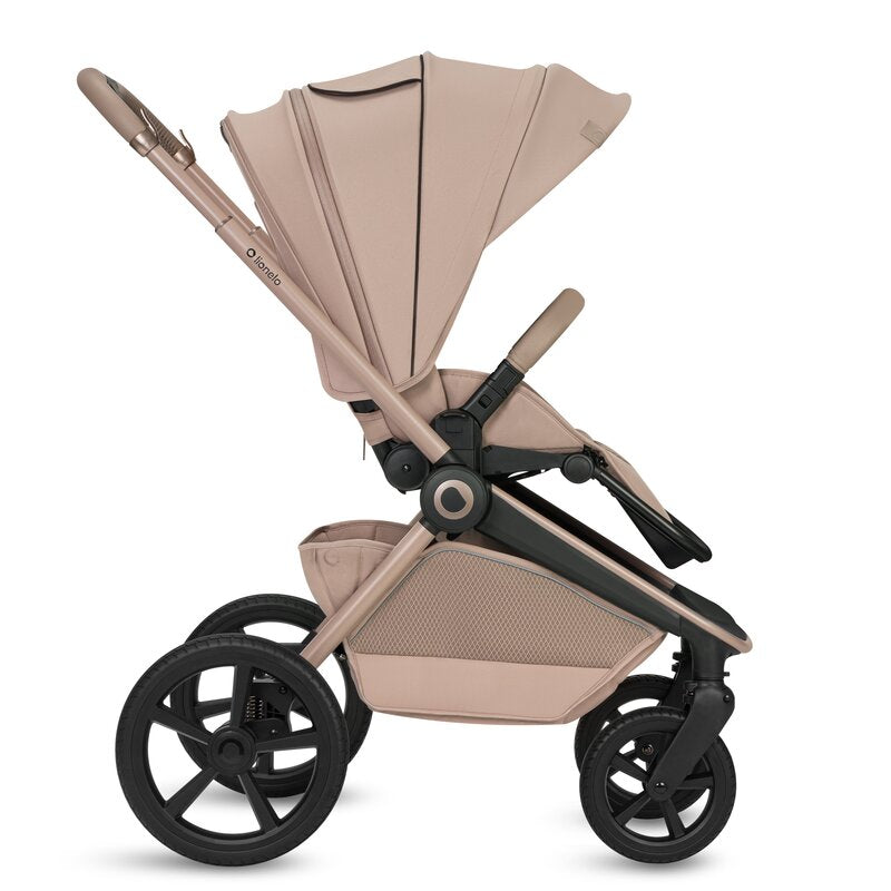 Carucior 2 in 1, Lionelo, Freya, Landou si salteluta ventilate, Pliabil, Reglare spatar-3 pozitii, Suport de picioare-4 pozitii, Maner reglabil-3 pozitii, Adaptori inclusi compatibili cu Cybex, Maxi-Cosi, Kiddy, Avionaut, Sustine 22 kg, 0luni+, Bej