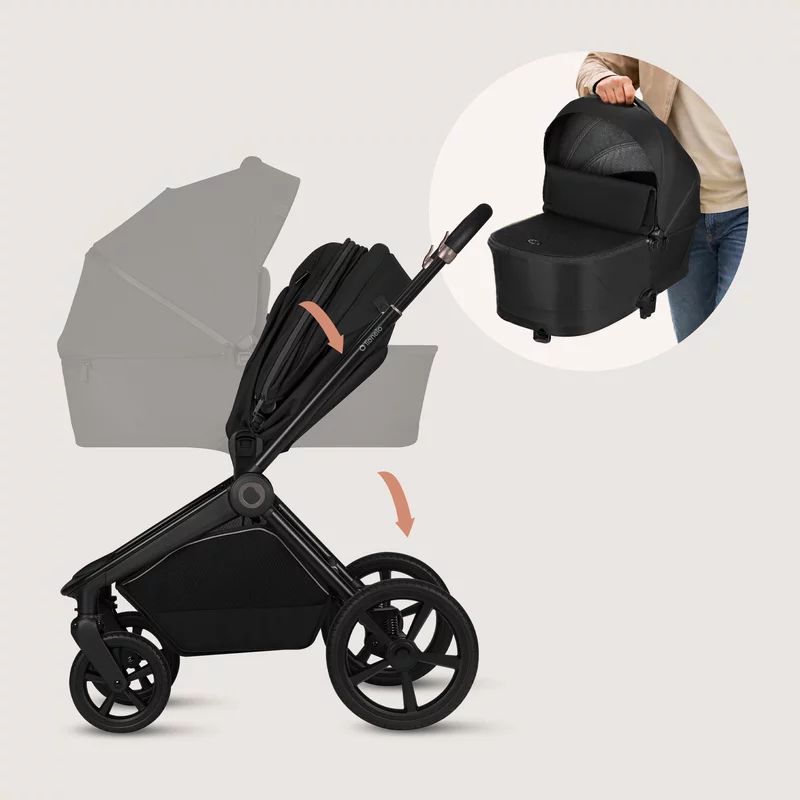 Carucior 2 in 1, Lionelo, Freya, Landou si salteluta ventilate, Pliabil, Reglare spatar-3 pozitii, Suport de picioare-4 pozitii, Maner reglabil-3 pozitii, Adaptori inclusi compatibili cu Cybex, Maxi-Cosi, Kiddy, Avionaut, Sustine 22 kg, 0luni+, Negru