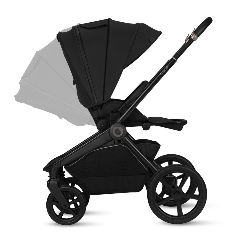 Carucior 2 in 1, Lionelo, Freya, Landou si salteluta ventilate, Pliabil, Reglare spatar-3 pozitii, Suport de picioare-4 pozitii, Maner reglabil-3 pozitii, Adaptori inclusi compatibili cu Cybex, Maxi-Cosi, Kiddy, Avionaut, Sustine 22 kg, 0luni+, Negru