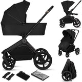 Carucior 2 in 1, Lionelo, Freya, Landou si salteluta ventilate, Pliabil, Reglare spatar-3 pozitii, Suport de picioare-4 pozitii, Maner reglabil-3 pozitii, Adaptori inclusi compatibili cu Cybex, Maxi-Cosi, Kiddy, Avionaut, Sustine 22 kg, 0luni+, Negru
