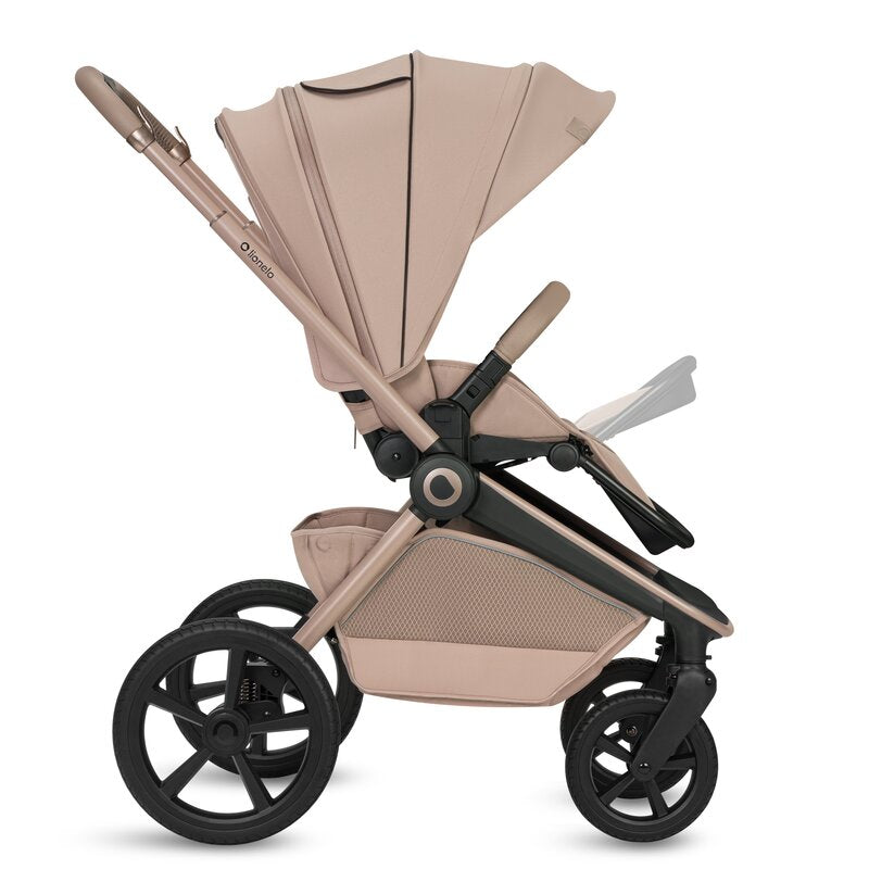 Carucior 2 in 1, Lionelo, Freya, Landou si salteluta ventilate, Pliabil, Reglare spatar-3 pozitii, Suport de picioare-4 pozitii, Maner reglabil-3 pozitii, Adaptori inclusi compatibili cu Cybex, Maxi-Cosi, Kiddy, Avionaut, Sustine 22 kg, 0luni+, Bej