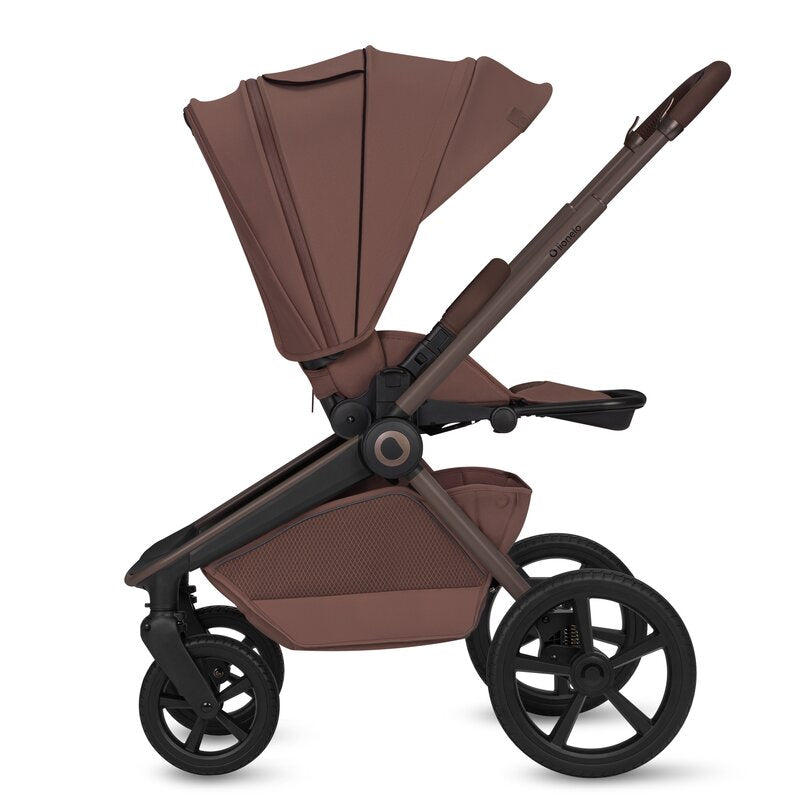 Carucior 2 in 1, Lionelo, Freya, Landou si salteluta ventilate, Pliabil, Reglare spatar-3 pozitii, Suport de picioare-4 pozitii, Maner reglabil-3 pozitii, Adaptori inclusi compatibili cu Cybex, Maxi-Cosi, Kiddy, Avionaut, Sustine 22 kg, 0luni+, Maro