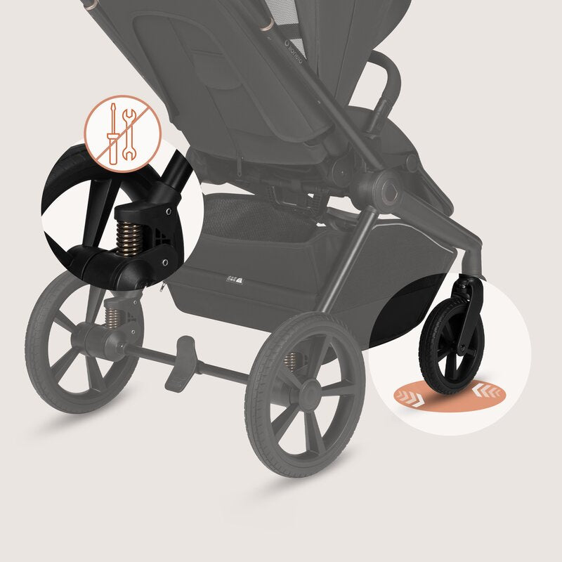 Carucior 2 in 1, Lionelo, Freya, Landou si salteluta ventilate, Pliabil, Reglare spatar-3 pozitii, Suport de picioare-4 pozitii, Maner reglabil-3 pozitii, Adaptori inclusi compatibili cu Cybex, Maxi-Cosi, Kiddy, Avionaut, Sustine 22 kg, 0luni+, Negru