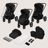 Carucior 2 in 1, Lionelo, Freya, Landou si salteluta ventilate, Pliabil, Reglare spatar-3 pozitii, Suport de picioare-4 pozitii, Maner reglabil-3 pozitii, Adaptori inclusi compatibili cu Cybex, Maxi-Cosi, Kiddy, Avionaut, Sustine 22 kg, 0luni+, Negru