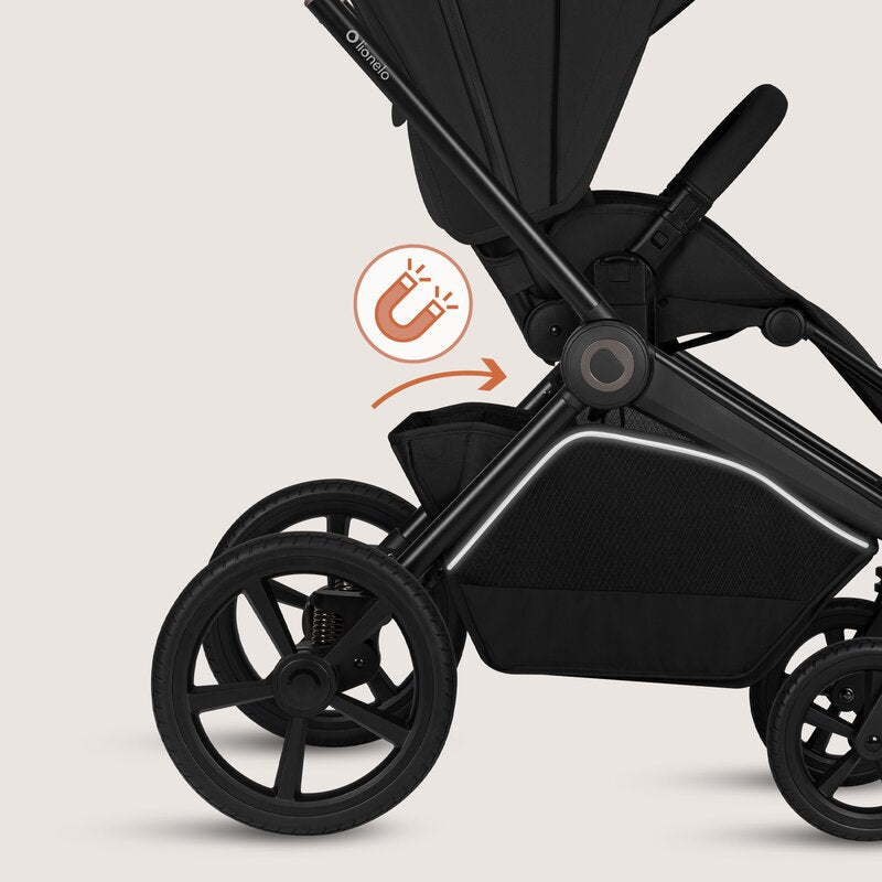 Carucior 2 in 1, Lionelo, Freya, Landou si salteluta ventilate, Pliabil, Reglare spatar-3 pozitii, Suport de picioare-4 pozitii, Maner reglabil-3 pozitii, Adaptori inclusi compatibili cu Cybex, Maxi-Cosi, Kiddy, Avionaut, Sustine 22 kg, 0luni+, Negru