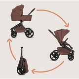 Carucior 2 in 1, Lionelo, Freya, Landou si salteluta ventilate, Pliabil, Reglare spatar-3 pozitii, Suport de picioare-4 pozitii, Maner reglabil-3 pozitii, Adaptori inclusi compatibili cu Cybex, Maxi-Cosi, Kiddy, Avionaut, Sustine 22 kg, 0luni+, Maro