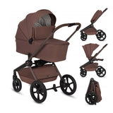 Carucior 2 in 1, Lionelo, Freya, Landou si salteluta ventilate, Pliabil, Reglare spatar-3 pozitii, Suport de picioare-4 pozitii, Maner reglabil-3 pozitii, Adaptori inclusi compatibili cu Cybex, Maxi-Cosi, Kiddy, Avionaut, Sustine 22 kg, 0luni+, Maro