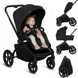 Carucior 2 in 1, Lionelo, Freya, Landou si salteluta ventilate, Pliabil, Reglare spatar-3 pozitii, Suport de picioare-4 pozitii, Maner reglabil-3 pozitii, Adaptori inclusi compatibili cu Cybex, Maxi-Cosi, Kiddy, Avionaut, Sustine 22 kg, 0luni+, Negru