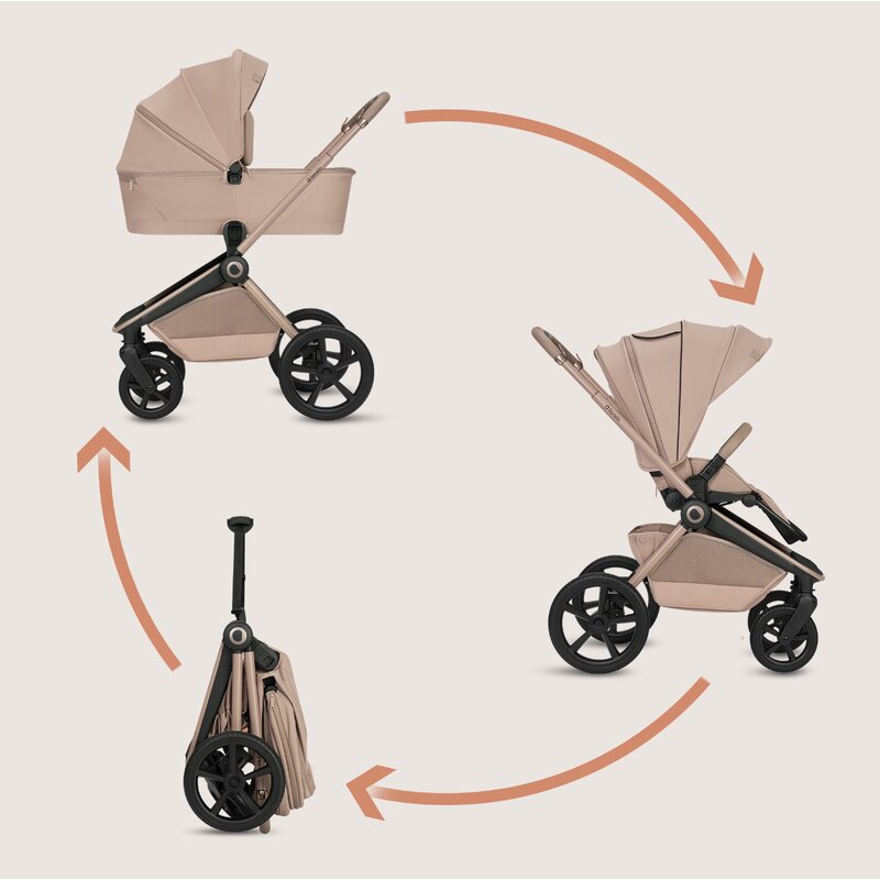 Carucior 2 in 1, Lionelo, Freya, Landou si salteluta ventilate, Pliabil, Reglare spatar-3 pozitii, Suport de picioare-4 pozitii, Maner reglabil-3 pozitii, Adaptori inclusi compatibili cu Cybex, Maxi-Cosi, Kiddy, Avionaut, Sustine 22 kg, 0luni+, Bej