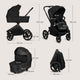 Carucior 2 in 1, Lionelo, Freya, Landou si salteluta ventilate, Pliabil, Reglare spatar-3 pozitii, Suport de picioare-4 pozitii, Maner reglabil-3 pozitii, Adaptori inclusi compatibili cu Cybex, Maxi-Cosi, Kiddy, Avionaut, Sustine 22 kg, 0luni+, Negru