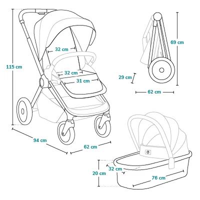 Carucior 2 in 1, Lionelo, Layla, Pana la 22 kg, Cadru aluminiu, Cu landou intarit si salteluta din spuma AirDots, Reversibil, Cu ventilatie 3D, Cu accesorii, EN1888-1-2, EN1466, Maro