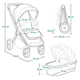 Carucior 2 in 1, Lionelo, Layla, Pana la 22 kg, Cadru aluminiu, Cu landou intarit si salteluta din spuma AirDots, Reversibil, Cu ventilatie 3D, Cu accesorii, EN1888-1-2, EN1466, Maro