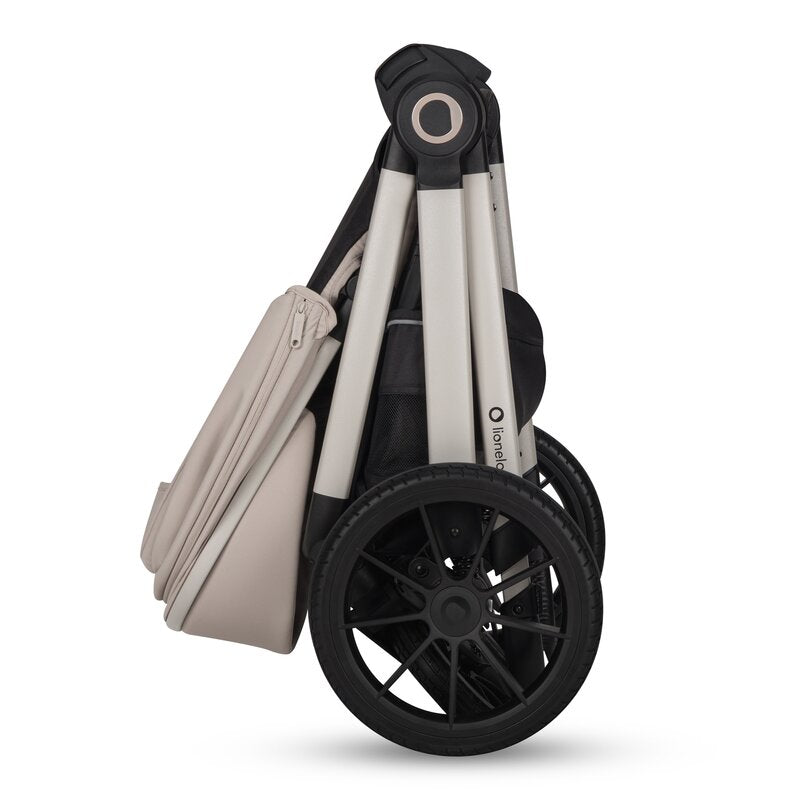 Carucior 2 in 1, Lionelo, Layla, Pana la 22 kg, Cadru aluminiu, Cu landou intarit si salteluta din spuma AirDots, Reversibil, Cu ventilatie 3D, Cu accesorii, EN1888-1, EN1888-2, EN1466, Bej