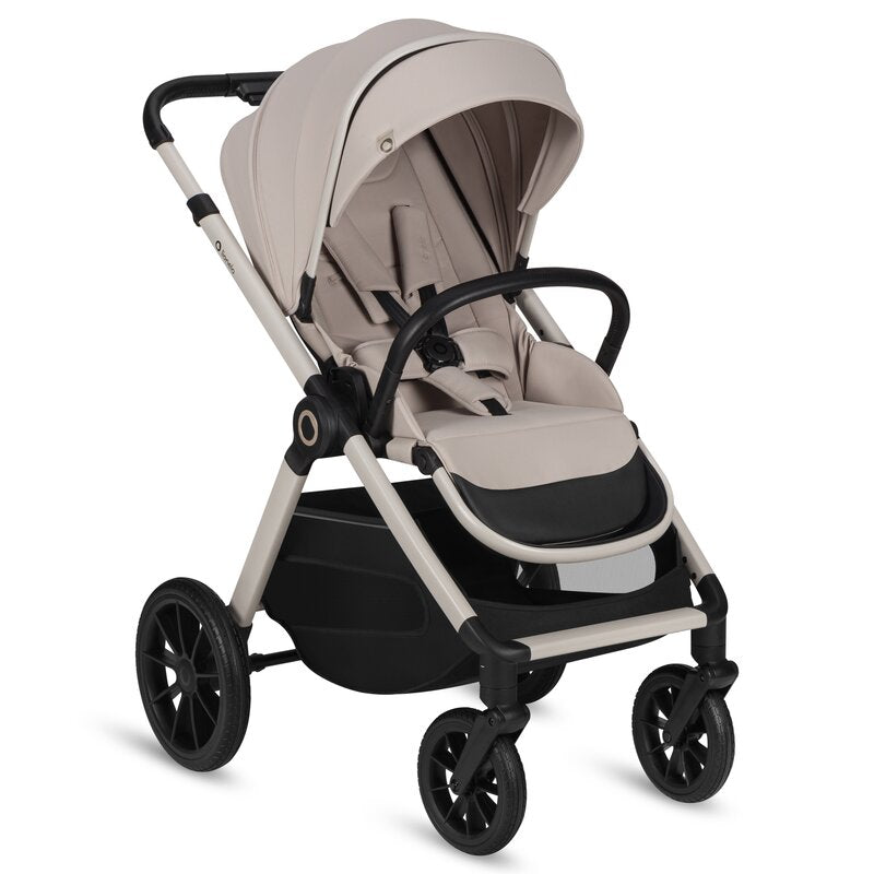 Carucior 2 in 1, Lionelo, Layla, Pana la 22 kg, Cadru aluminiu, Cu landou intarit si salteluta din spuma AirDots, Reversibil, Cu ventilatie 3D, Cu accesorii, EN1888-1, EN1888-2, EN1466, Bej