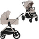 Carucior 2 in 1, Lionelo, Layla, Pana la 22 kg, Cadru aluminiu, Cu landou intarit si salteluta din spuma AirDots, Reversibil, Cu ventilatie 3D, Cu accesorii, EN1888-1, EN1888-2, EN1466, Bej