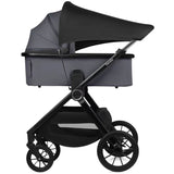 Carucior 2 in 1, Lionelo, Layla, Pana la 22 kg, Cadru aluminiu, Cu landou intarit si salteluta din spuma AirDots, Reversibil, Cu ventilatie 3D, Cu accesorii, EN1888-1, EN1888-2, EN1466, Gri