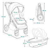 Carucior 2 in 1, Lionelo, Layla, Pana la 22 kg, Cadru aluminiu, Cu landou intarit si salteluta din spuma AirDots, Reversibil, Cu ventilatie 3D, Cu accesorii, EN1888-1, EN1888-2, EN1466, Gri